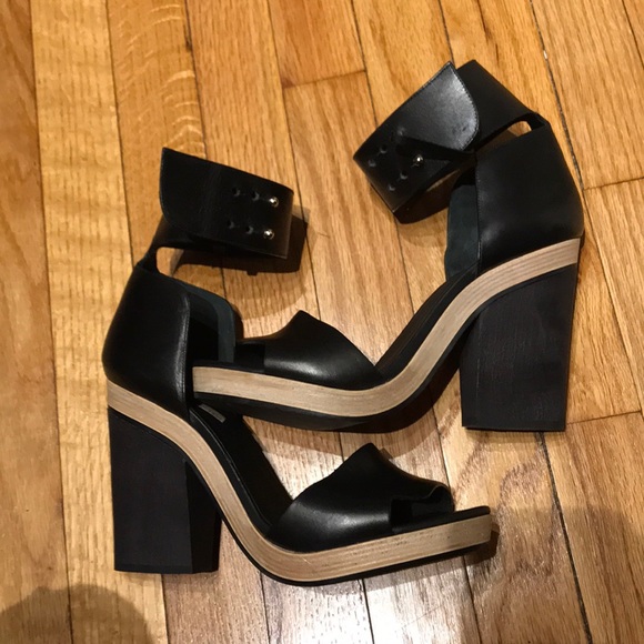 Sandals Leather Square Heels Pumps Platform Ankle chunky block designer luxury - Picture 4 of 7